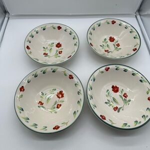 4 Vintage International Tableworks Provence Rooster Stoneware #33 Soup Bowls